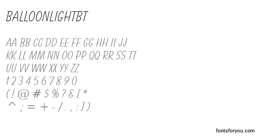 Шрифт BalloonLightBt – алфавит, цифры, специальные символы