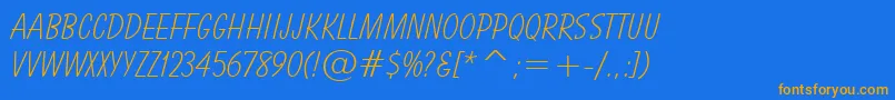 BalloonLightBt-Schriftart – Orangefarbene Schriften auf blauem Hintergrund