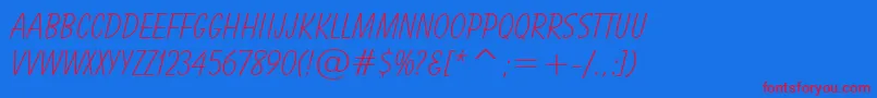 BalloonLightBt Font – Red Fonts on Blue Background