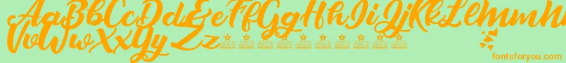 LoverArtefactsPersonalUse Font – Orange Fonts on Green Background