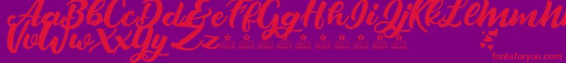 LoverArtefactsPersonalUse Font – Red Fonts on Purple Background