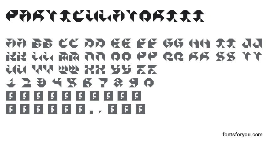 A fonte ParticulatorIii – alfabeto, números, caracteres especiais