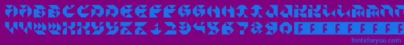 ParticulatorIii-Schriftart – Blaue Schriften auf violettem Hintergrund
