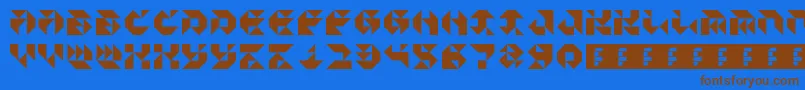 ParticulatorIii-Schriftart – Braune Schriften auf blauem Hintergrund