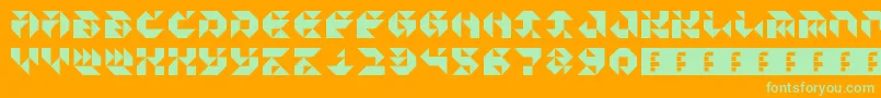 ParticulatorIii-Schriftart – Grüne Schriften auf orangefarbenem Hintergrund