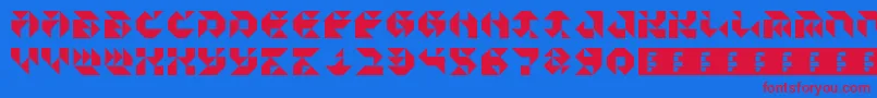 ParticulatorIii-Schriftart – Rote Schriften auf blauem Hintergrund