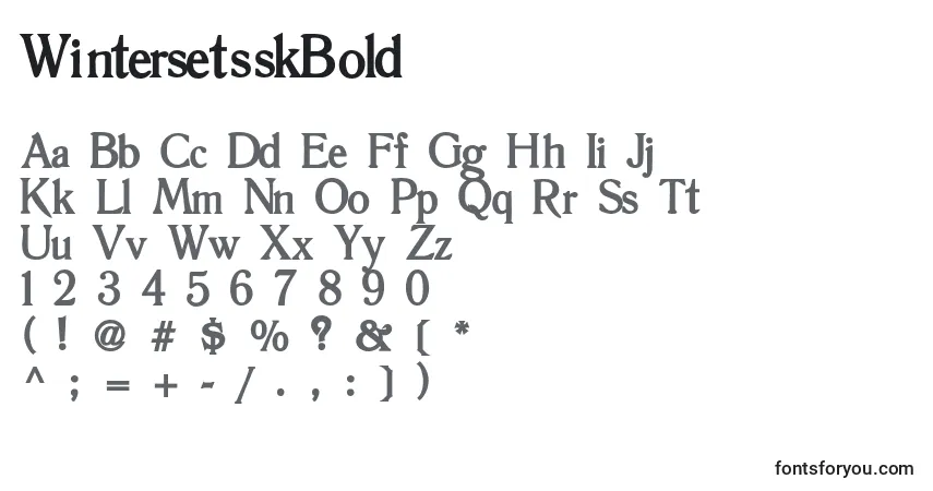 Шрифт WintersetsskBold – алфавит, цифры, специальные символы