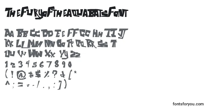 Schriftart Thefuryoftheaquabatsfont – Alphabet, Zahlen, spezielle Symbole