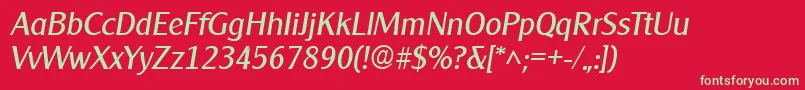 フォントClearlygothic Italic – 赤い背景に緑の文字