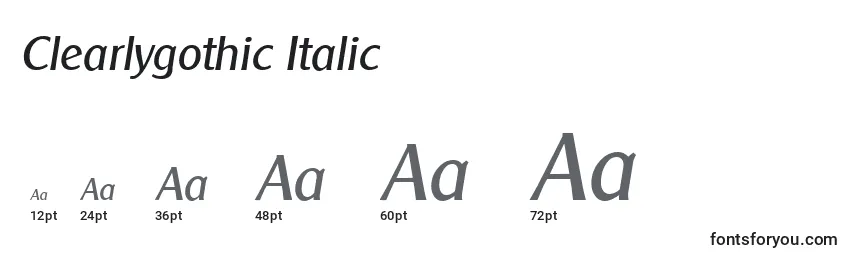 Größen der Schriftart Clearlygothic Italic