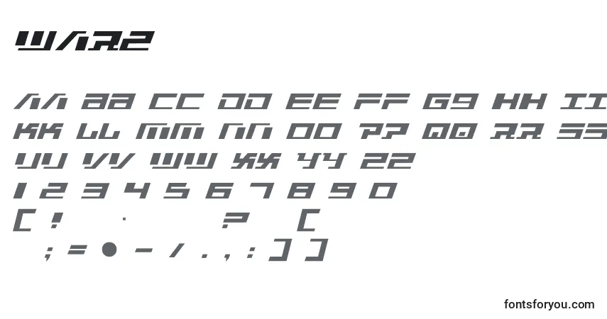 A fonte War2 – alfabeto, números, caracteres especiais