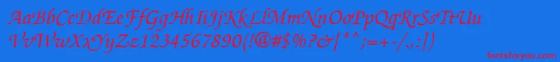 ZappedchancellorMeditalicsh Font – Red Fonts on Blue Background