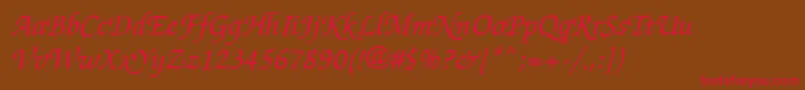 ZappedchancellorMeditalicsh Font – Red Fonts on Brown Background