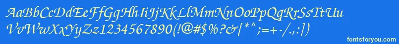 Шрифт ZappedchancellorMeditalicsh – жёлтые шрифты на синем фоне