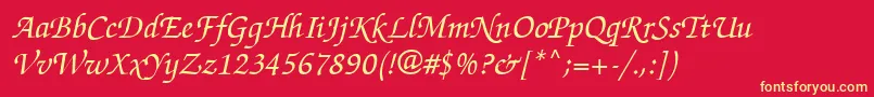 ZappedchancellorMeditalicsh Font – Yellow Fonts on Red Background