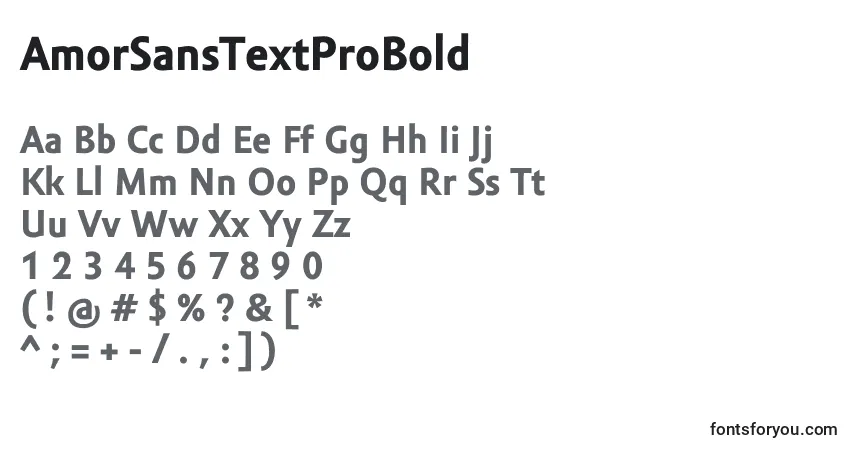Schriftart AmorSansTextProBold – Alphabet, Zahlen, spezielle Symbole