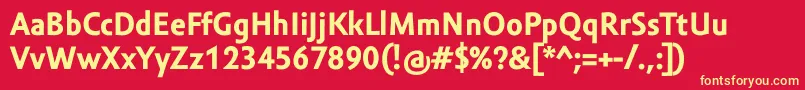 AmorSansTextProBold-fontti – keltaiset fontit punaisella taustalla