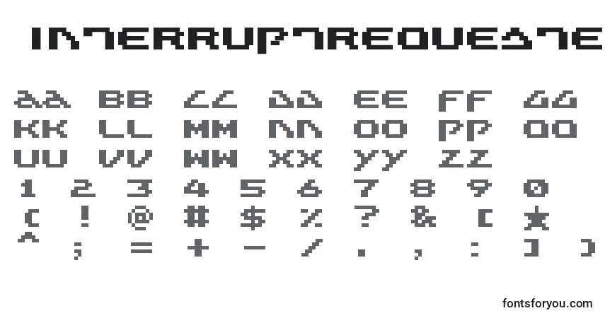 A fonte Interruptrequested – alfabeto, números, caracteres especiais