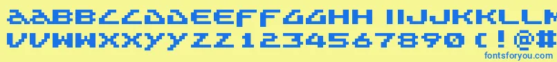 フォントInterruptrequested – 青い文字が黄色の背景にあります。