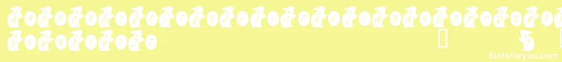 KrEasterRabbit-Schriftart – Weiße Schriften auf gelbem Hintergrund