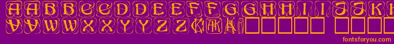 Konanur ffy-Schriftart – Orangefarbene Schriften auf violettem Hintergrund