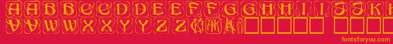 Konanur ffy-Schriftart – Orangefarbene Schriften auf rotem Hintergrund