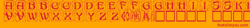 Konanur ffy-Schriftart – Rote Schriften auf orangefarbenem Hintergrund