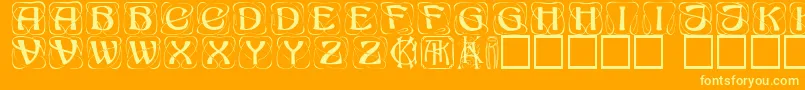 Konanur ffy-Schriftart – Gelbe Schriften auf orangefarbenem Hintergrund