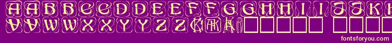 フォントKonanur ffy – 紫の背景に黄色のフォント