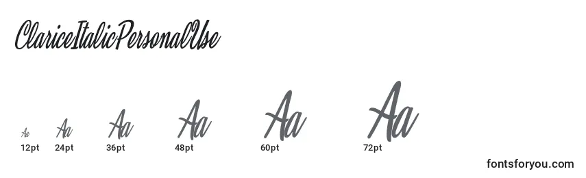ClariceItalicPersonalUse Font Sizes