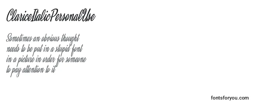 ClariceItalicPersonalUse Font