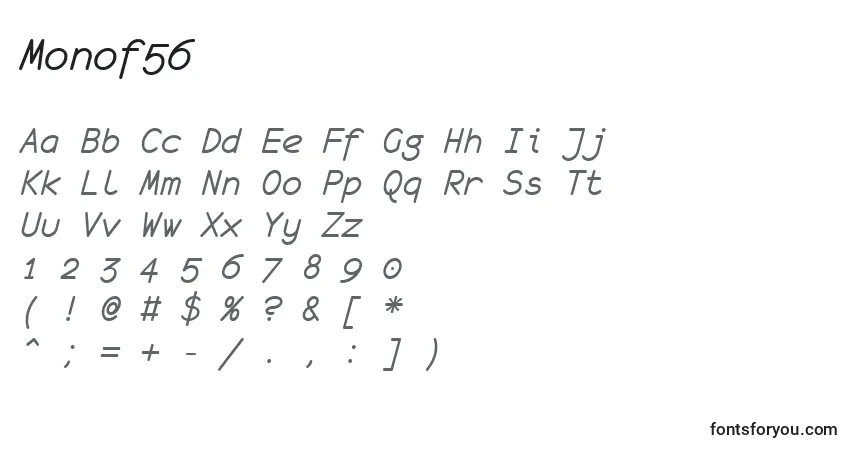 Schriftart Monof56 – Alphabet, Zahlen, spezielle Symbole