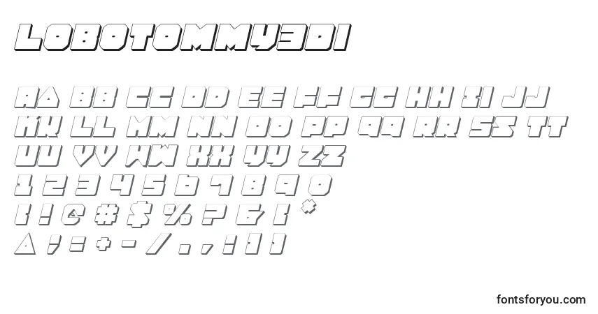 Lobotommy3Di-fontti – aakkoset, numerot, erikoismerkit