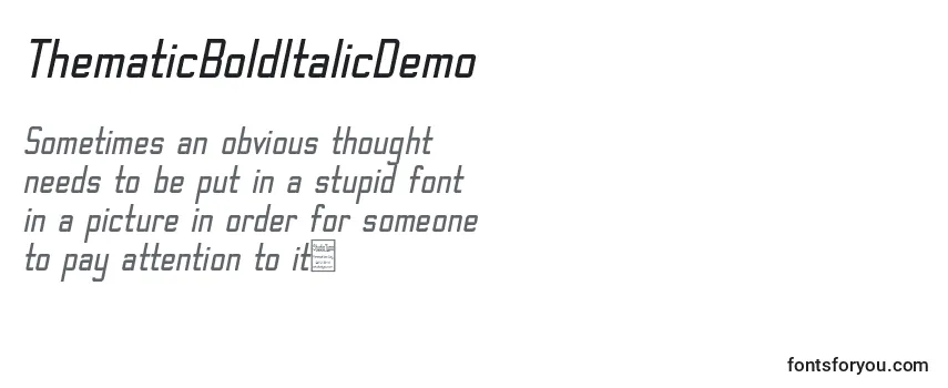 ThematicBoldItalicDemo Font