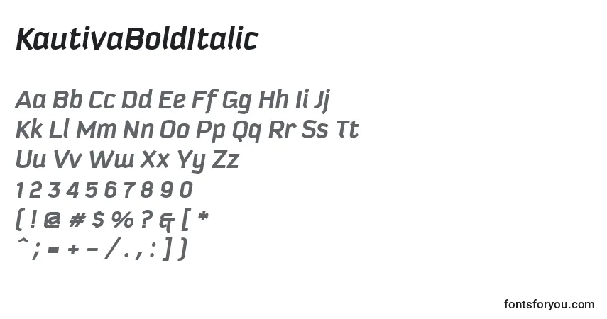 KautivaBoldItalicフォント–アルファベット、数字、特殊文字