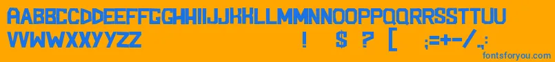 BlockemSockem-Schriftart – Blaue Schriften auf orangefarbenem Hintergrund
