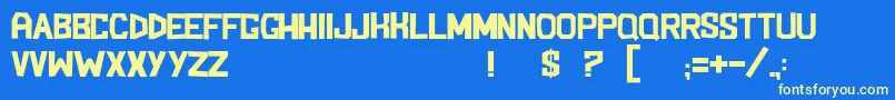 BlockemSockem Font – Yellow Fonts on Blue Background