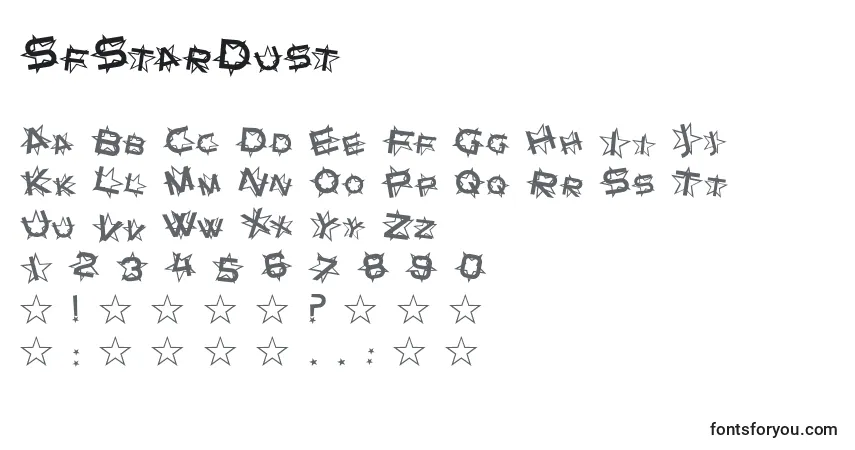 Czcionka SfStarDust – alfabet, cyfry, specjalne znaki