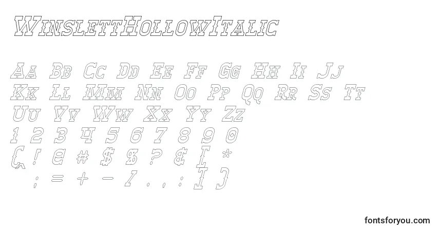 WinslettHollowItalic Font – alphabet, numbers, special characters