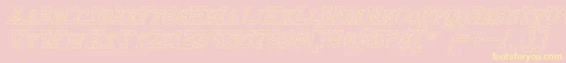 WinslettHollowItalic-Schriftart – Gelbe Schriften auf rosa Hintergrund