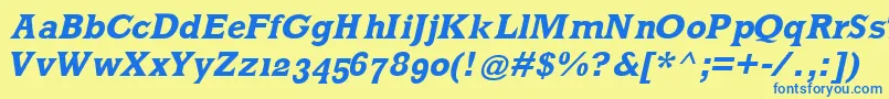 MklatinBoldoblique Font – Blue Fonts on Yellow Background
