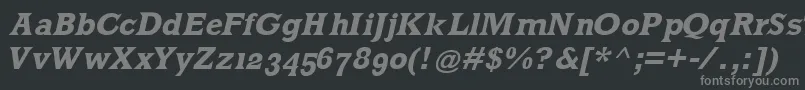 MklatinBoldoblique-fontti – harmaat kirjasimet mustalla taustalla