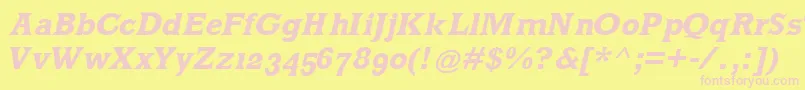 MklatinBoldoblique-fontti – vaaleanpunaiset fontit keltaisella taustalla