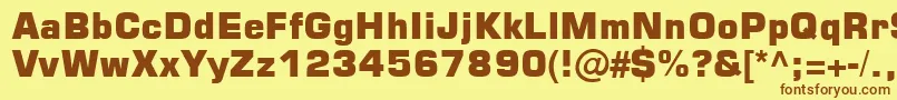 フォントSquare721BlkNormal – 茶色の文字が黄色の背景にあります。