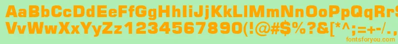 フォントSquare721BlkNormal – オレンジの文字が緑の背景にあります。