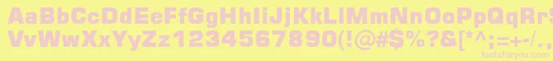 Square721BlkNormal-fontti – vaaleanpunaiset fontit keltaisella taustalla