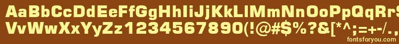 Square721BlkNormal-fontti – keltaiset fontit ruskealla taustalla