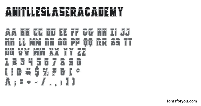Czcionka AnitllesLaserAcademy – alfabet, cyfry, specjalne znaki
