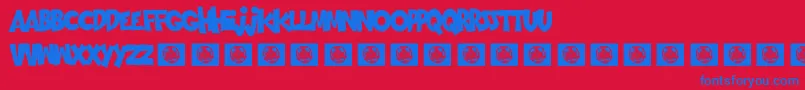 フォントGoingmerry – 赤い背景に青い文字