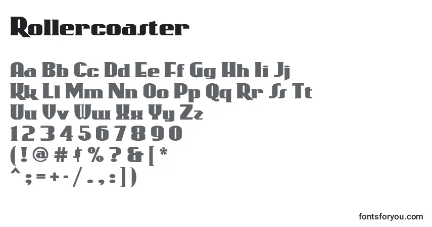A fonte Rollercoaster – alfabeto, números, caracteres especiais